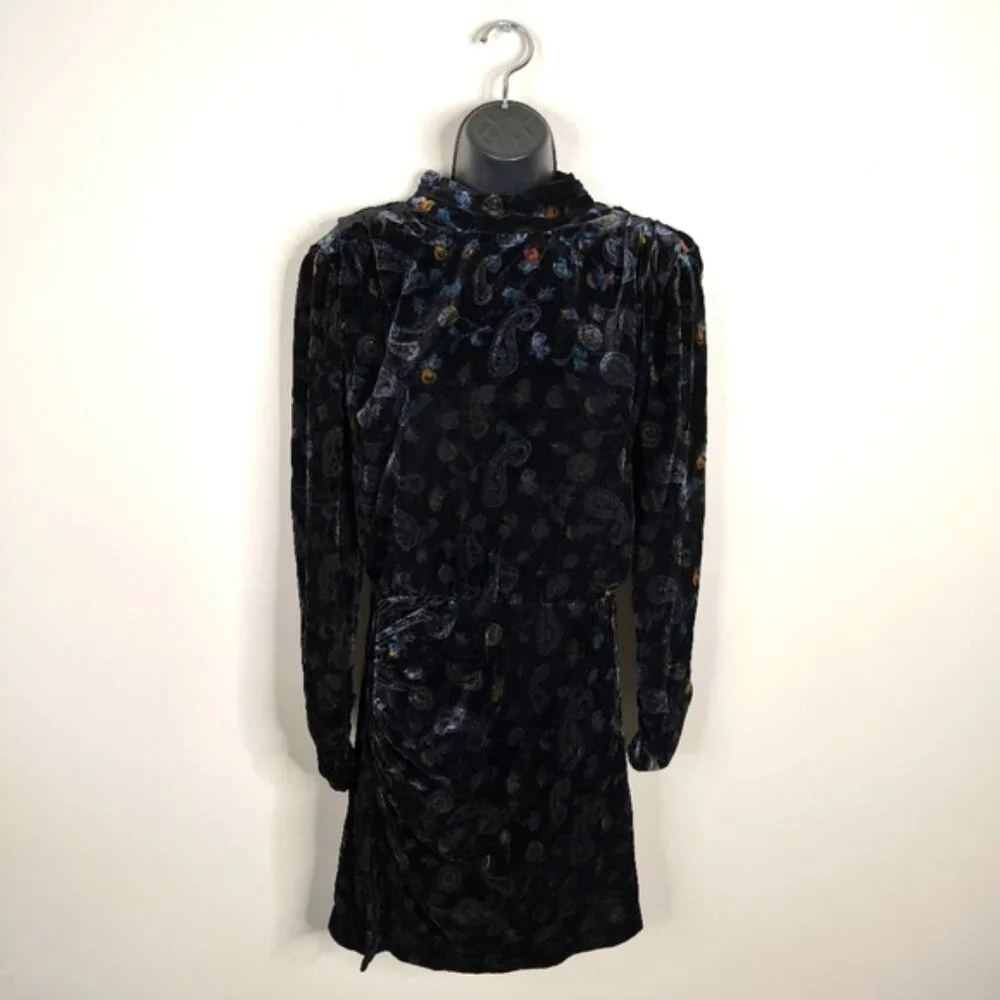 Zara Velvet Velour Paisley Print Whismigoth Victorian Goth Open Back Dress S - Picture 2 of 8